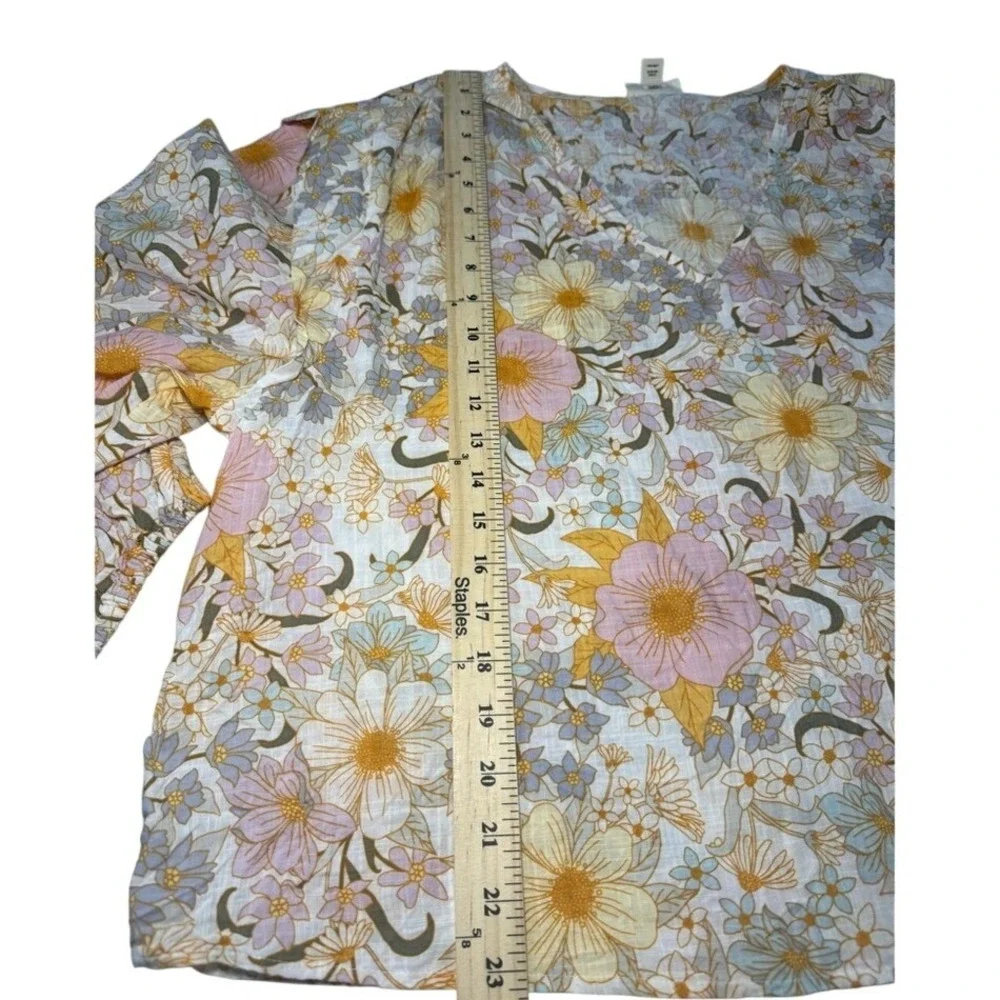 a.n.a a new approach‎ Floral V-Neck Blouse XL Hollie Floral Pink Yellow